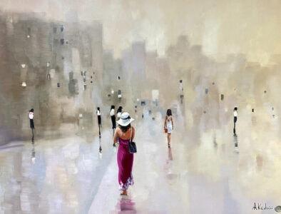 Genevieve 38x38 Benevieve in a Purple Dress 38x38